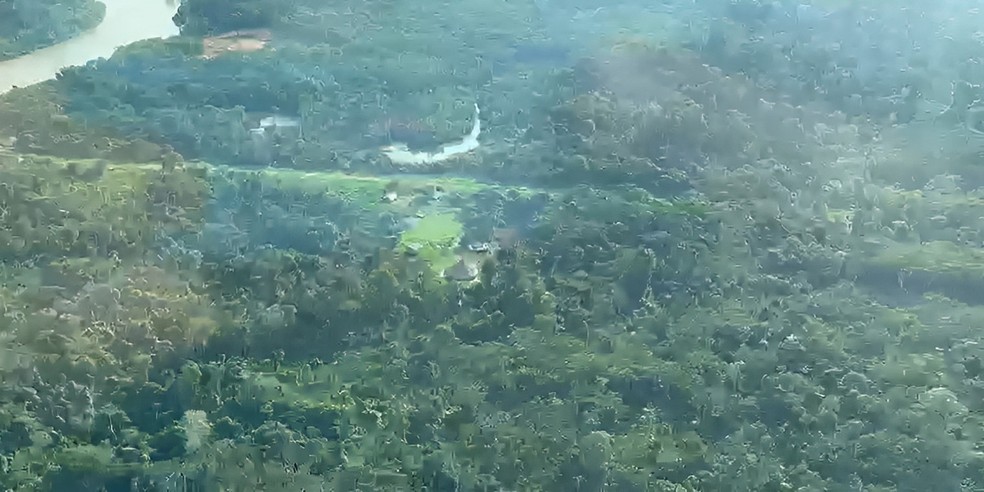 Vista aérea da comunidade de Uxiu, na Terra Indígena Yanomami — Foto: Arquivo Pessoal
