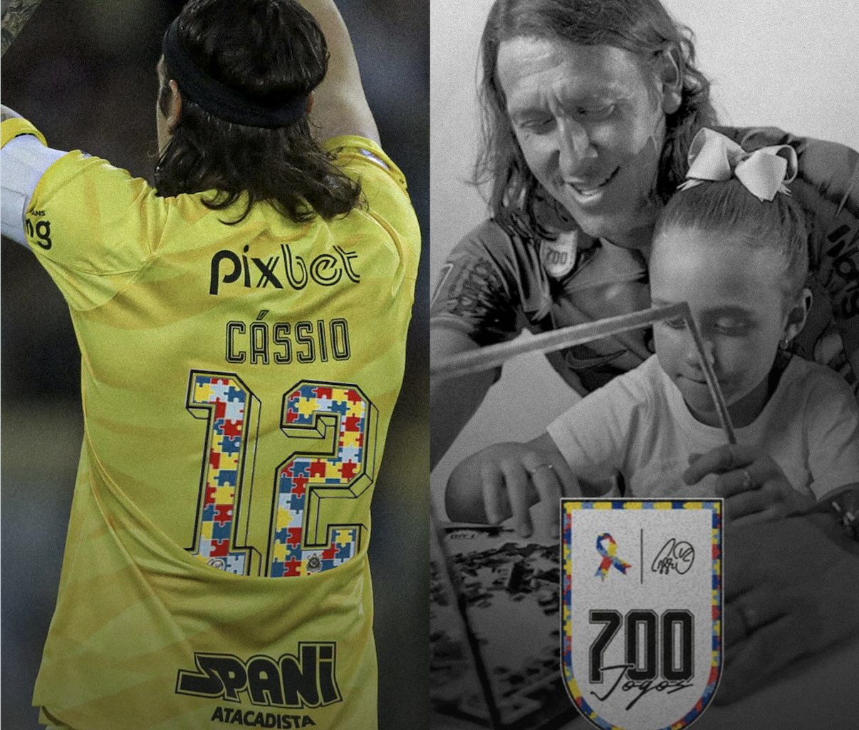 Cássio atinge marca de 700 jogos no Corinthians, com homenagem à filha  autista - Canal Autismo - -