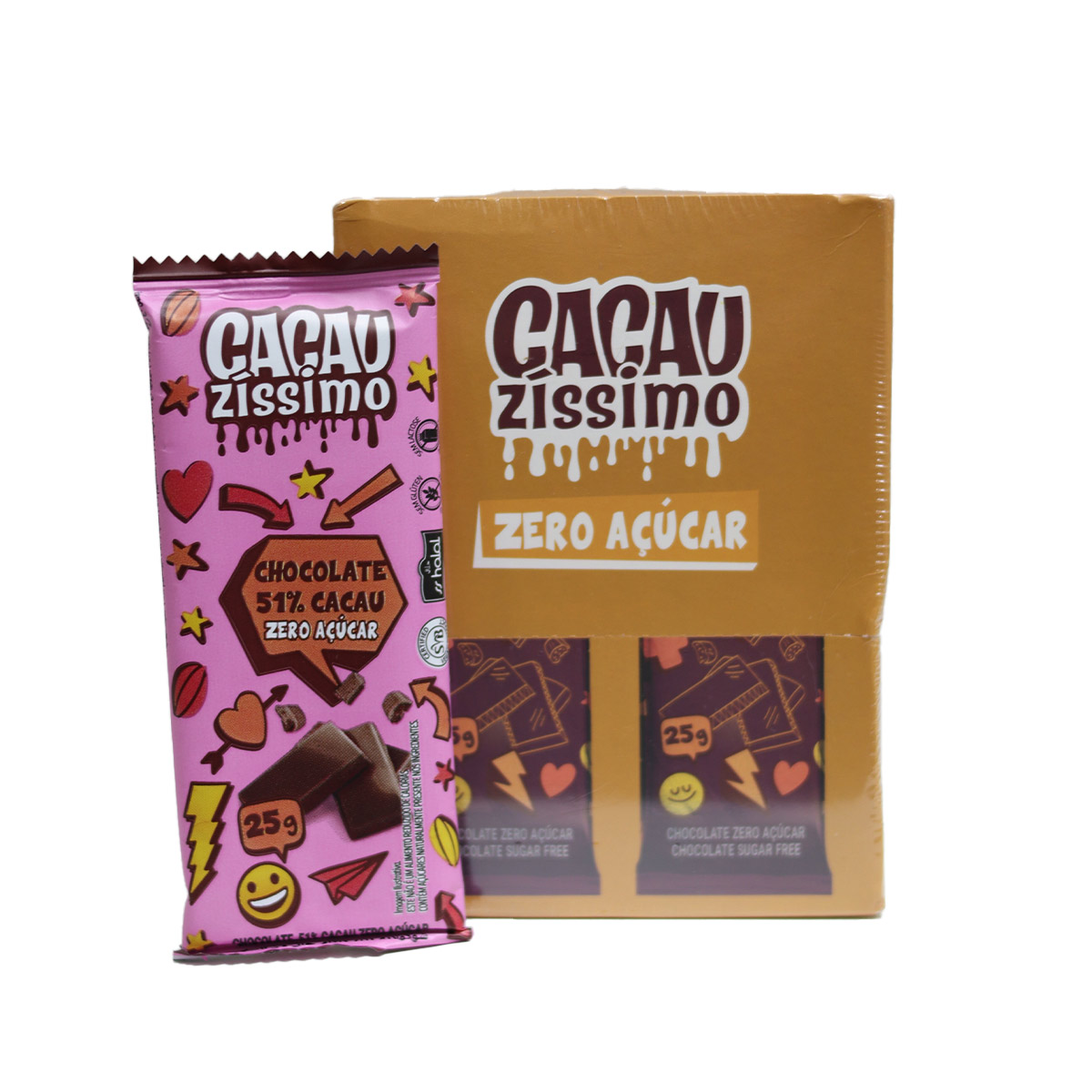 Display Chocolate 51% cacau 20 Unidade - Cacauzíssimo zero açúcar - Trecos  Para Casa - Ribeirão Preto