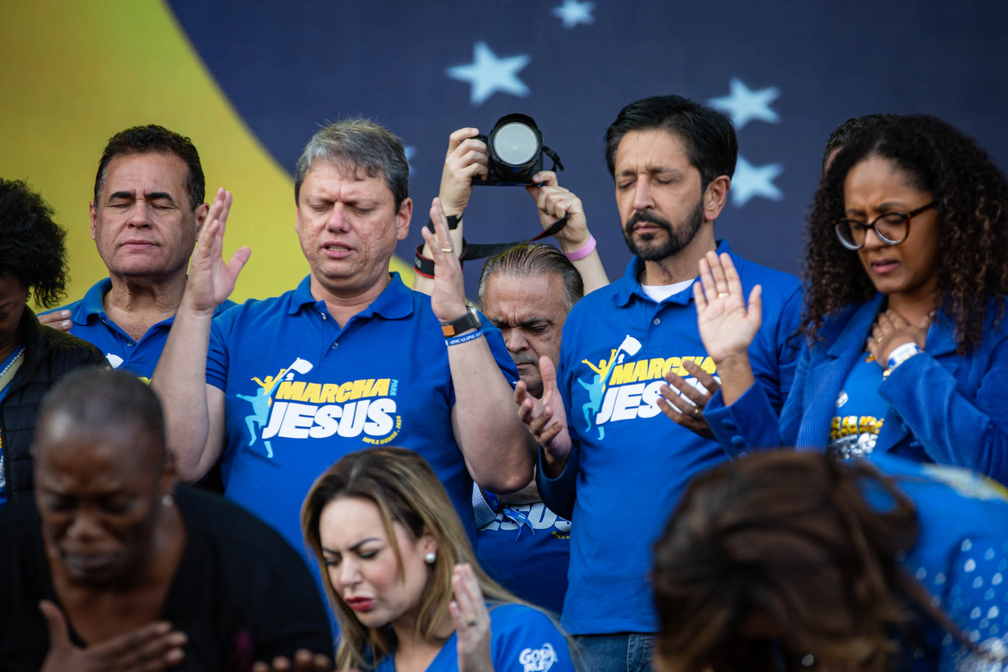 Nunes e Tarcísio participam da Marcha para Jesus em SP; Lula manda carta | São Paulo | G1